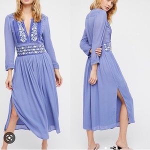 Free People flora MIDI Dress Dusty Blue M